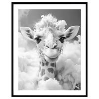 Lamina-con-marco-40x50-cm-Jirafa-blanco-negro