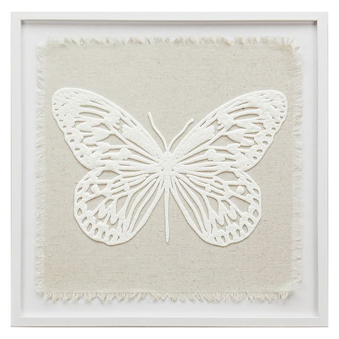 Lamina-con-marco-40x40-cm-Mariposa-blanco-lino