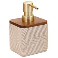 Dispensador-de-jabon-en-poliresina-beige-con-detalle-en-madera