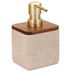 Dispensador-de-jabon-en-poliresina-beige-con-detalle-en-madera