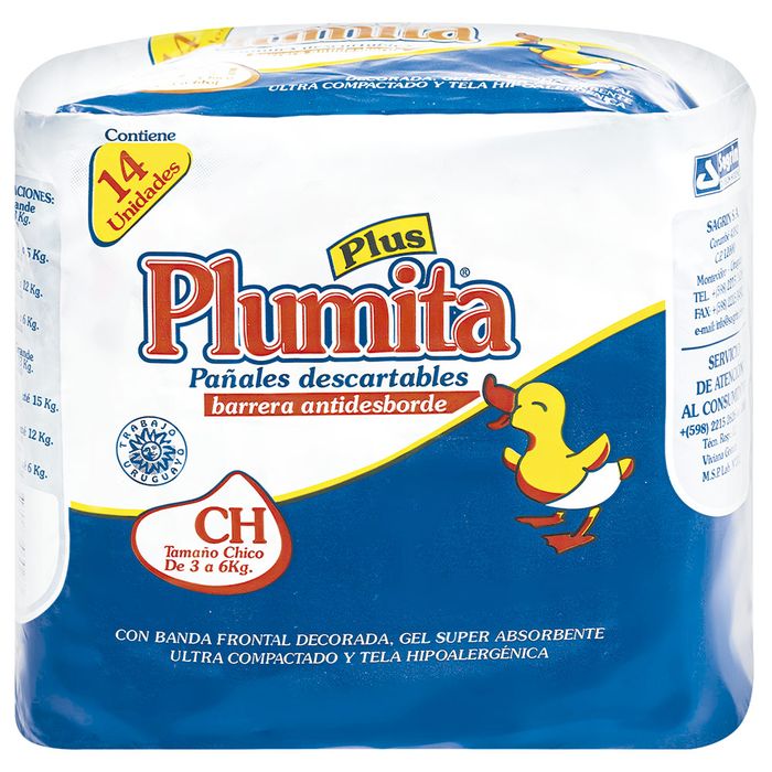 Pañal-PLUMITA-Plus-Chico-14-un. Pañal-PLUMITA-Plus-Chico-14-un.
