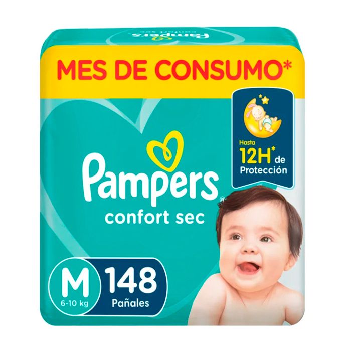 Pañal-PAMPERS-confort-sec-M-148-un. Pañal-PAMPERS-confort-sec-M-148-un.