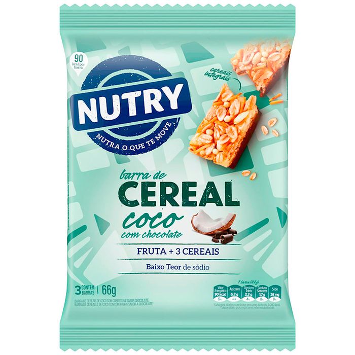 Cereal-barra-NUTRY-coco-y-chocolate-66-g-3-un. Cereal-barra-NUTRY-coco-y-chocolate-66-g-3-un.
