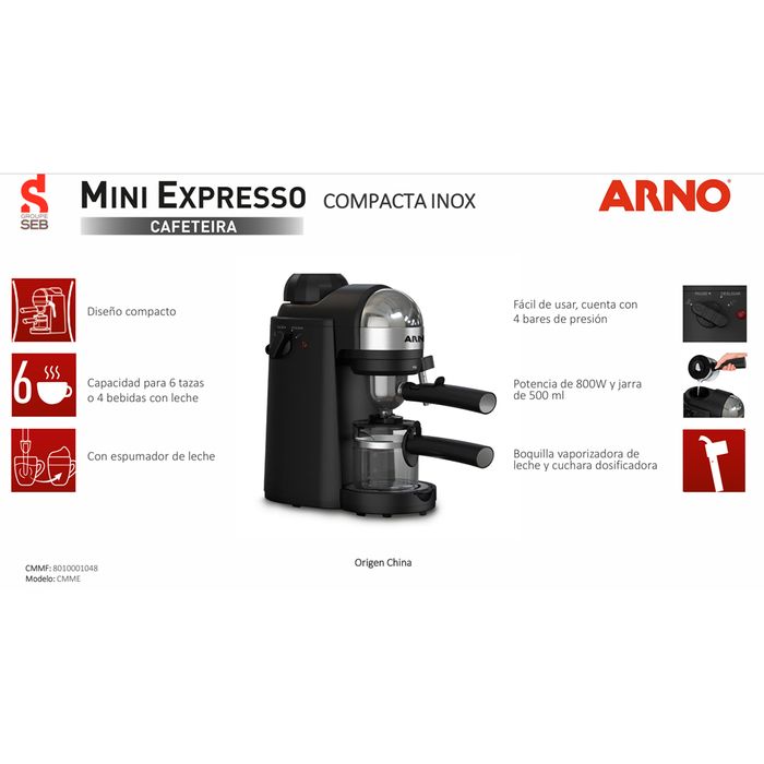 Cafetera-Espresso-ARNO-800W-6-Tazas Cafetera-Espresso-ARNO-800W-6-Tazas