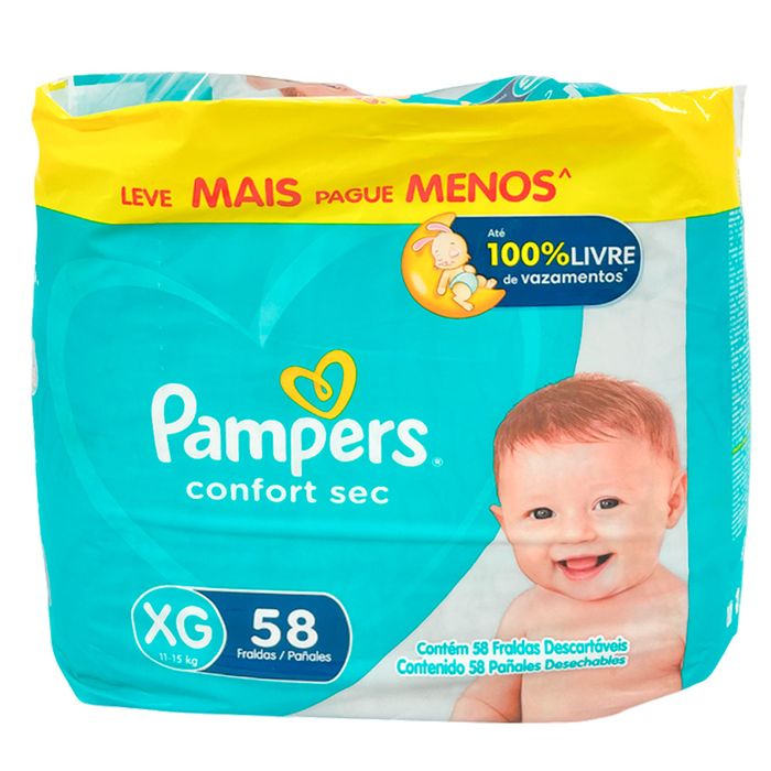 Pañal-PAMPERS-6-x-Confort-Sec-Forte-Bag-58-un. Pañal-PAMPERS-6-x-Confort-Sec-Forte-Bag-58-un.