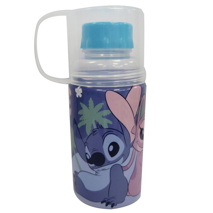 Bazar-Plastico-Botella-300-ml-con-Taza-Stitch-17623