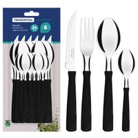 Juego-cubiertos-24-pz.mango-negro-TRAMONTINA