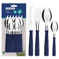 Juego-cubiertos-24-pz.mango-azul-TRAMONTINA