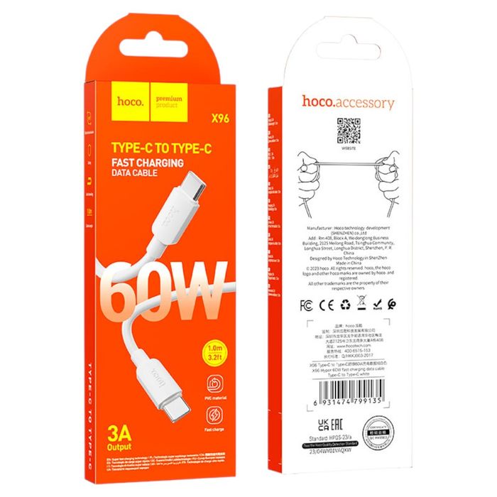 Cable-HOCO-Mod.-X96-Usb-c-A-Usb-c-Mod.-1M-Blanco