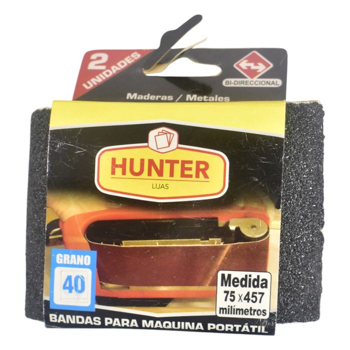 Lija-de-banda-HUNTER-75x457-mm-grano-40-2-un. Lija-de-banda-HUNTER-75x457-mm-grano-40-2-un.