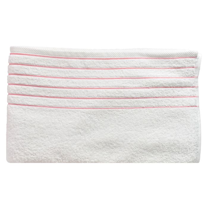 Toalla-Gigante-86-x-150-cm-Blanco-con-Franjas-Rosadas