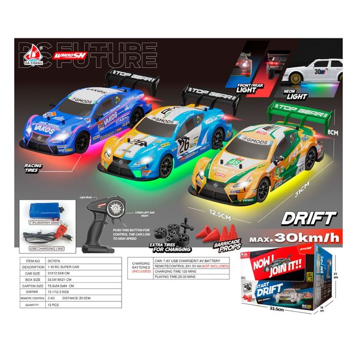 Auto-rally-30-cm-radiocontrol-con-carg-y-bat