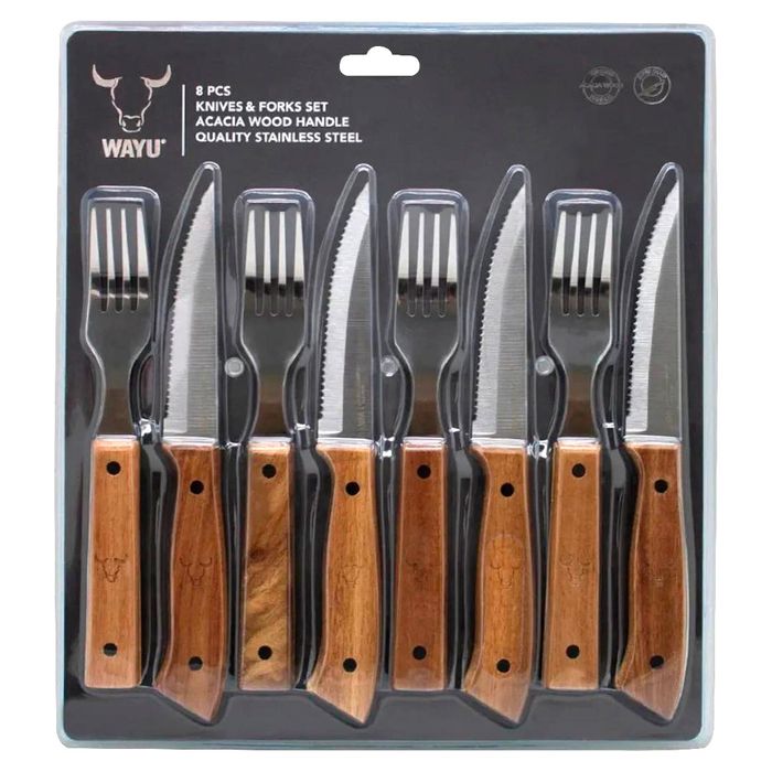 Set-x8-Cuchillos-y-Tenedores-Acero-Inoxidable-Mango-Madera