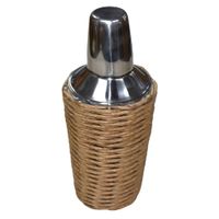 Coctelera-en-Acero-Inoxidable-Forrada-Rafia-Marron