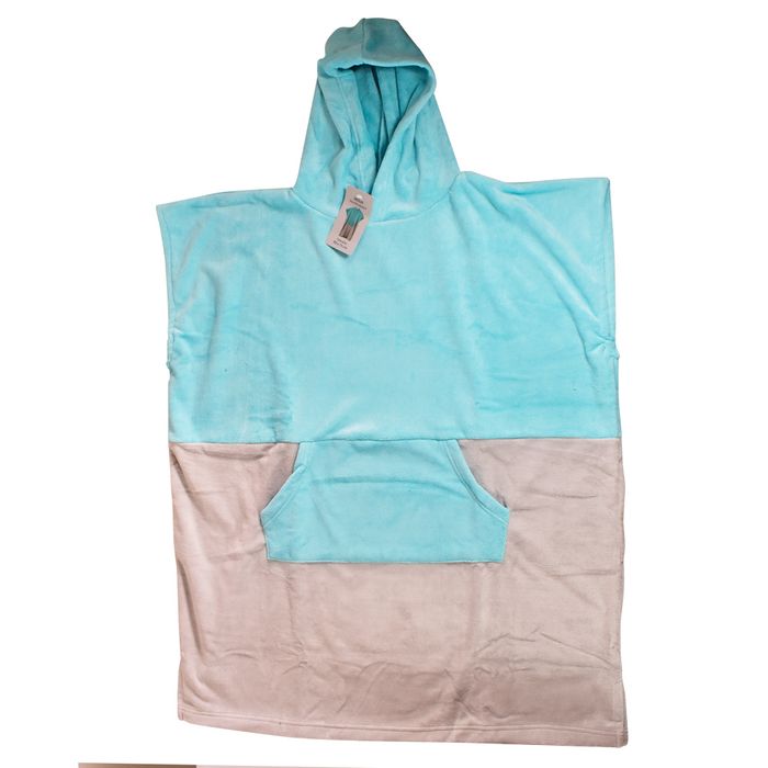 Poncho-Playero-Juvenil-90x75-cm-Combinado-Turqusea-Gris