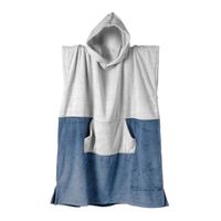 Poncho-Playero-Juvenil-90x75-cm-Combinado-Gris-Claro-Gris-Oscuro